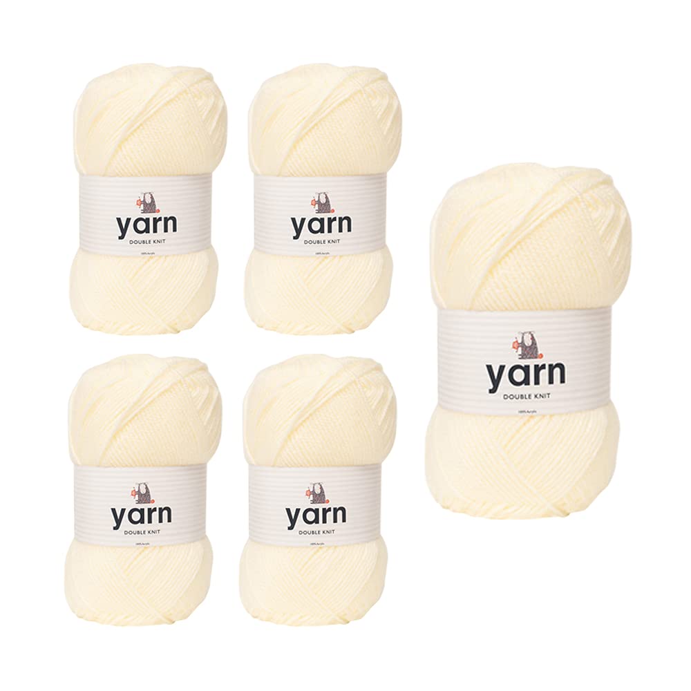 Korbond DK Cream Yarn - 5 x 100g Acrylic Wool - Lightweight, Hypoallergenic & Durable Double Knit Crochet Yarn Knitting Wool (1450m Total) โ image 1