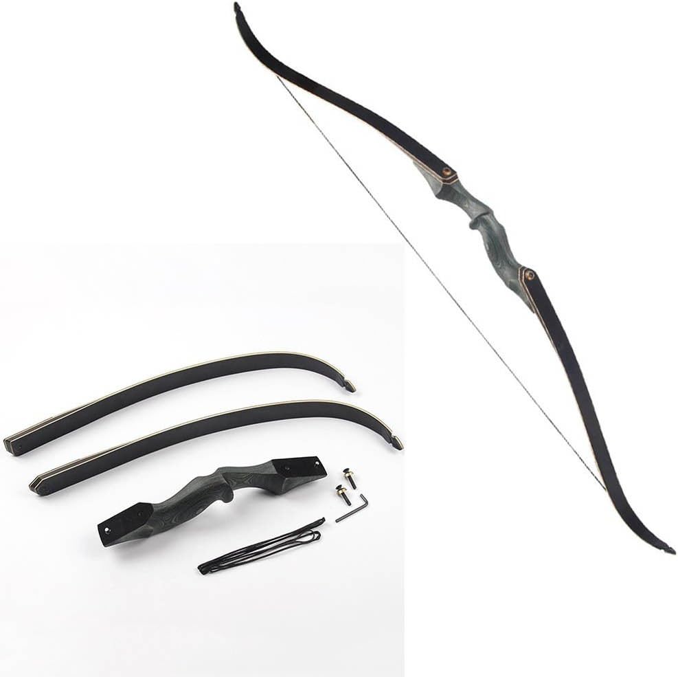 Popshot TM 60" Black Hunting Takedown Recurve Bow 45lb Laminated Wood Archery Bows Right and Left Handed Outdoor Competition Shooting