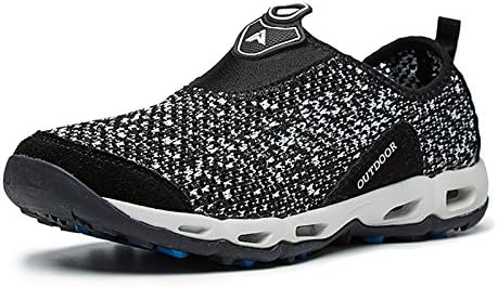 CraneLin Men's Outdoor Breathable Water Shoes Casual Mesh Walking Sneaker CLHW6130-Black02-43