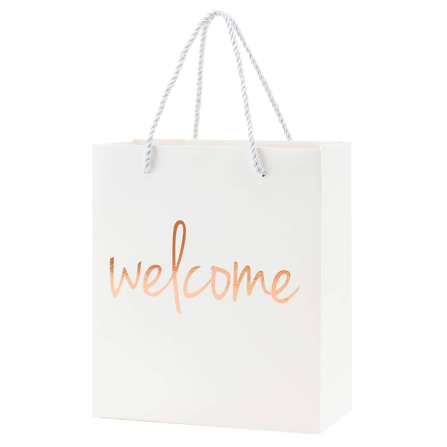 Crisky Welcome Bags Rose Gold Gift Bags for Wedding Hotel Guests, Birthday, Baby Shower, Party Favors Gift Bags, Set of 25