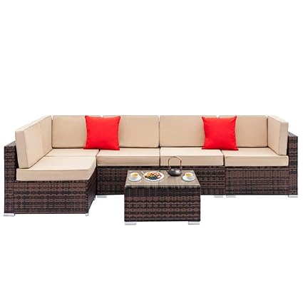 Amazon Com Zoffyal Patio Sofa Set Rattan Garden Sectional Sofa