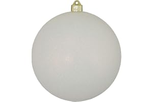 Christmas By Krebs 8" (200mm) Snowball White Glitter [1 Piece] Extra Large Solid Oversized Huge Big Outdoor Plastic, Water Resistant Ball Ornament Hanging Tree Decorations