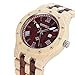 Bewell W109A Men Wooden Quartz Watch Round Dial Analog Handmade Wood Wristwatch (Maple and Red)