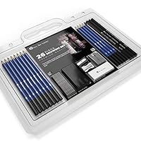 Castle Art Supplies 26 Piece Drawing and Sketching Pencil Art Set: Perfect for Beginners, Kids or Any Aspiring Artist - Includes Graphite Pencils and Sticks, Charcoal Pencils, Erasers and Sharpeners