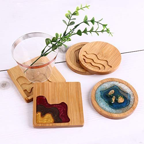 LET'S RESIN Wooden Coaster Molds, 5PCS Epoxy Resin Molds for Wooden Coasters, Square/Round Style (Side Length/Diameter 3.54"), Wooden Resin Molds for Crafts DIY, Coasters Making - Thumbnail 5