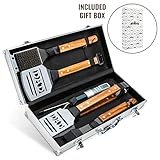 Hike Crew Deluxe Dad BBQ Tools Gift Set – 6-Piece Grill Accessories Utensils Kit Perfect For Holiday, Birthday Or Father’s Day – Tongs, Spatula, Digital Thermometer, Sauce Brush, Scraper, Carry Case