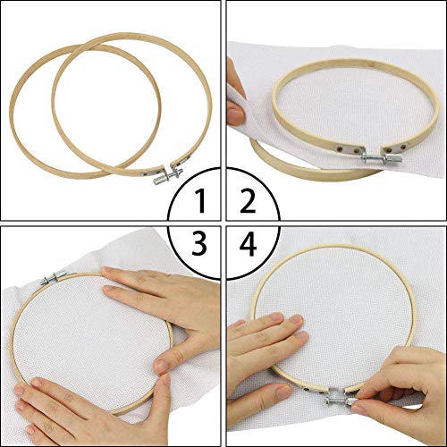 WOWOSS 6 Pieces 14 Inch Embroidery Hoops Wooden Round Adjustable Bamboo Circle Cross Stitch Hoop Ring Bulk for Embroidery and Cross Stitch Art Craft Handy Sewing - Thumbnail 3
