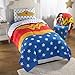 Super Soft, Convenient and Machine Washable Wonder Woman 'I'm Wonder Woman' Reversible Girls Twin/Full Comforter, Blue, Red, Yellow and White
