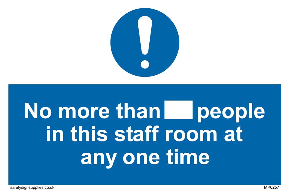 Pack of five - No more than xxx people in this staff room at any one time Sign - 150x100mm - A6L