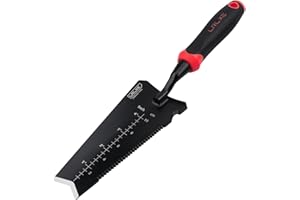 Gardening Shovel Tool, LRLXE Heavy Duty Stainless Steel Garden Transplant Shovel, Root Cutter, All-Purpose Small Hand Shovel with Serrated Edge for Digging and Transplanting(Red)