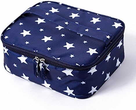 CalorMixs Travel Cosmetic Bag Printed Multifunction Portable Toiletry Bag Cosmetic Makeup Pouch Case Organizer for Travel (Blue Star - New)