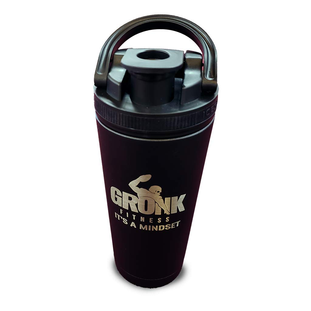 Ice Shaker Gronk Fitness Edition - Black w/Removable Agitator Water Bottle