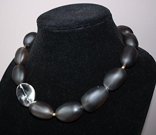 Matte Smoky Quartz and Rock Crystal Contrast Necklace