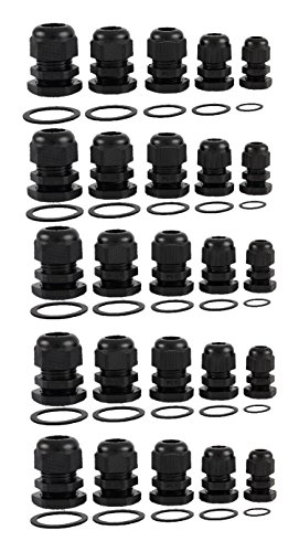 Gee Gadgets cable Gland Joints Black Waterproof Adjustable Lock Nut-3.5 to 13Mm-Heavy Duty Electrical Wiring Connector Fittings-Pg7, Pg9, Pg11, Pg13.5, Pg16-25 Pcs