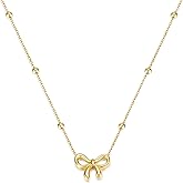 LUNADORN Bow Necklace Gold Necklace for Women 18K Dainty Gold Necklace Cute Small Tiny Bow Pendant Choker Chain Necklace Trendy Necklaces for Women Teen Gold Jewelry Gift