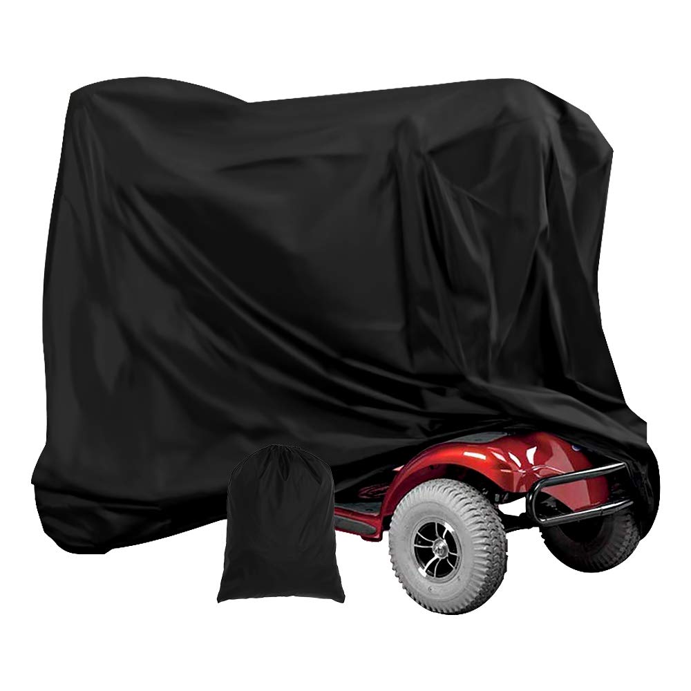 Heavy Duty Mobility Scooter Covers with Storage Bag, Waterproof 190D Oxford Motorbike Protect Cover Anti-uv Non-slip Electric Chair Covers Easy to Clean for Indoor Outdoor Garden Patio (140X66X91CM)