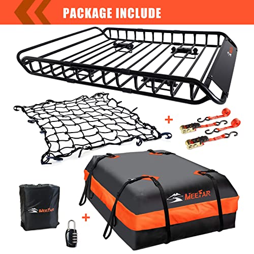 MeeFar Roof Rack Carrier Basket Universal Rooftop Cargo Carrier Basket