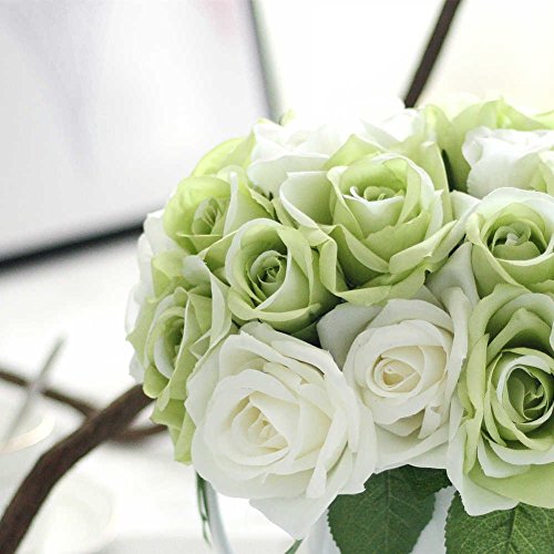 image for Gemdragon Artificial Flowers, Fake Flowers Silk Plastic Artificial Ros