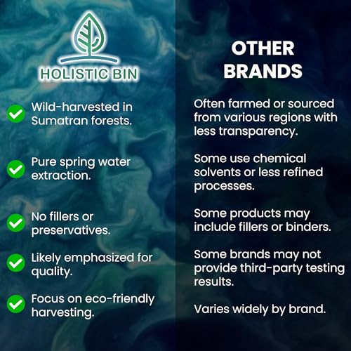 Holistic Bin Tongkat Ali Extract Powder – Premium Longjack Harvested from Sumatran Forests – Herbal – No Fillers or Preservatives – 50 Grams