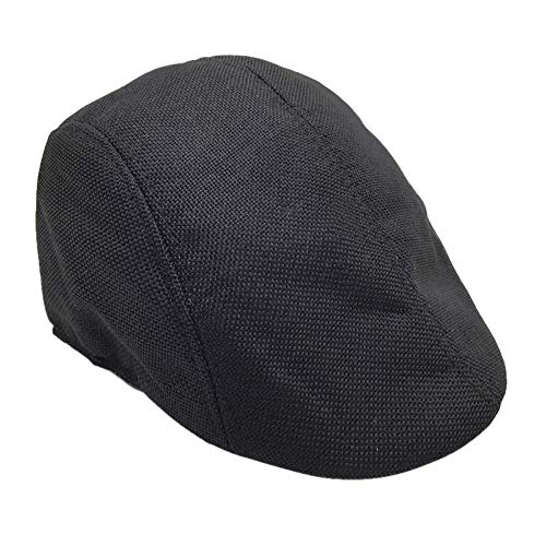 Bravetoshop Men Summer Visor Hat Sunhat Mesh Running Sport Casual Breathable Beret Flat Cap(Black,Free Size) - Thumbnail 5