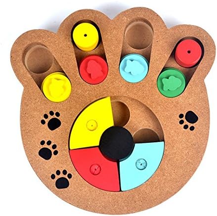 Interactive Treated Wooden,S7 SEVEN Pet Dog Slow Food Paw Puzzle activity Toy (Paw)