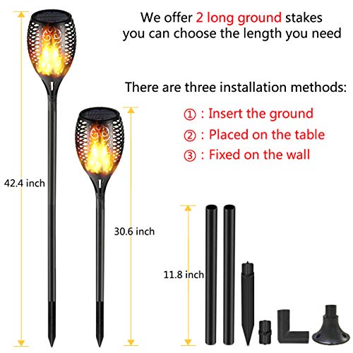 Solar Torch Lights Upgraded 42.4 Inch Flickering Flames Solar Lights Outdoor Landscape Decoration Lighting Dusk to Dawn Waterproof IP65 Security Garden Lights for Patio Pathway Driveway(2) (Yellow)