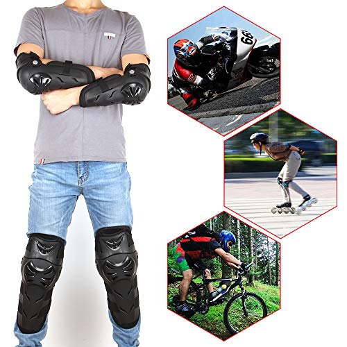 4Pcs Motorcycle Knee Elbow Pads Protection Motocross Racing Knee Shin Guards Protective Gear for Adults