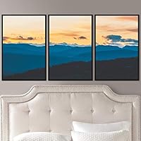 3 Piece Framed Canvas Wall Art Orange Sunset Canvas Prints Home Artwork Decoration for Living Room,Bedroom - 16