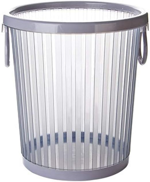 Amazon Com Xiaoqiu Garbage Bin Transparent Striped Trash Can Plastic Uncovered Sealing With Pressure Ring Double Side Portable Waste Paper Basket For Household Recycling Bin Color Gray Size L Home