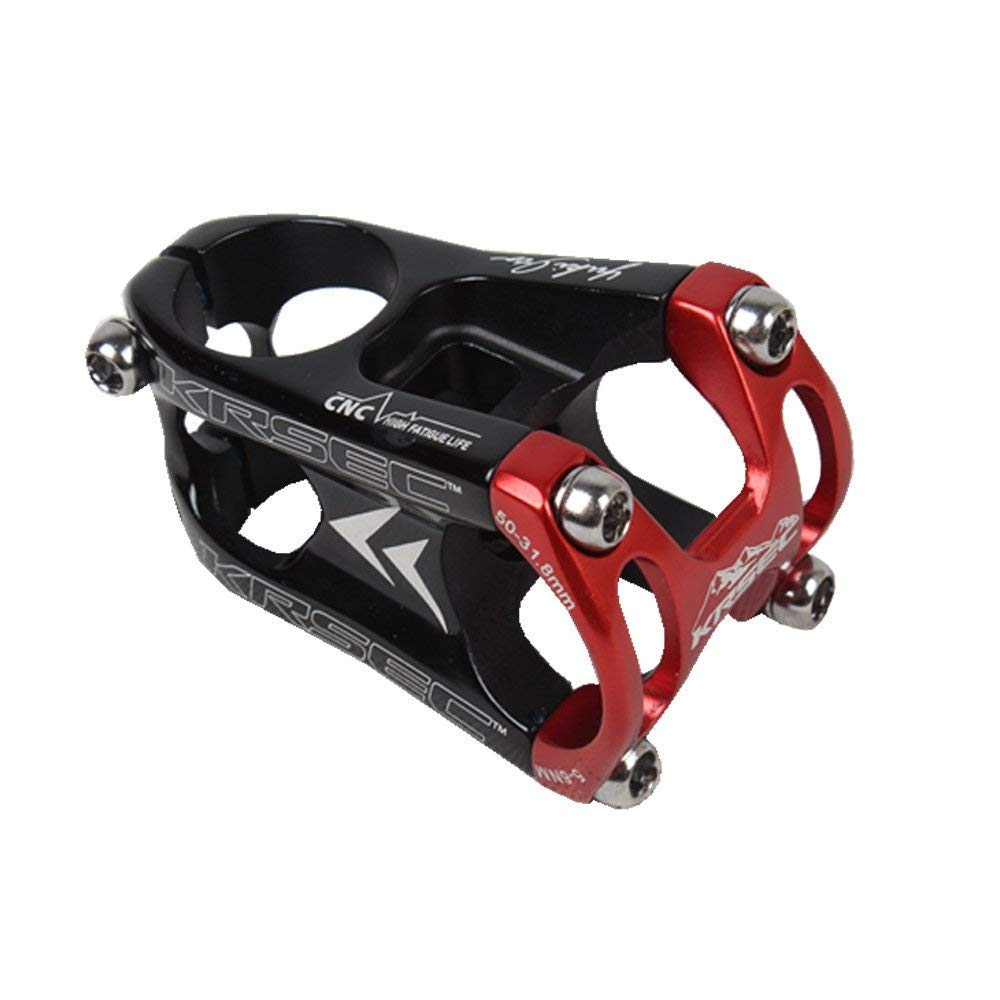 Krsec Alloy Aluminum 31.8mm x 50mm Handlebar Short Bike Stem For Mountain DH FR XC (Black Red)