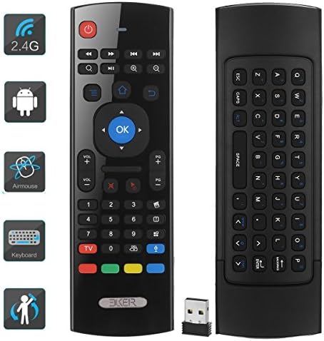 Eliker Multifunction 2.4G Air Mouse Mini Wireless Keyboard &amp; Infrared Remote Control 3 Gyro + 3 Gsensor with mic for Google Android TV Box, IPTV, HTPC, Windows, MAC OS, PS3