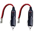 KUNCAN Replacement Cigarette Lighter Plug - 12 Volt Male Cigar Plug with Leads Car Adapter Dc Battery Charger Connectors 12V Power Supply for Auto Accessories with LED Lights 15A
