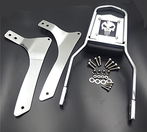 HONGK- Chromed Skull Emblem Backrest Black Sissy Bar Pad Compatible with 2005-2009 Suzuki Boulevard C90 1998-2004 Suzuki VL1500 Intruder [B01BI84FU8] - Thumbnail 5