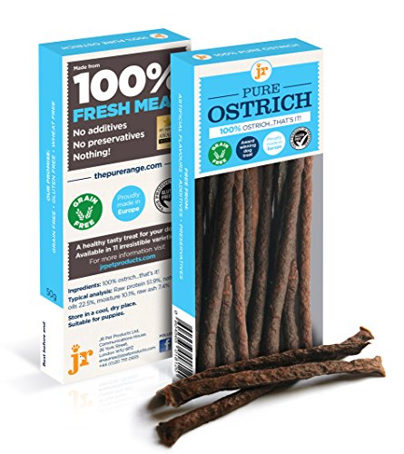 J R Pet Products Pure Dried 100% Fresh Meat Dog Treat Sticks Gluten & Grain Free 50g - Ostrich
