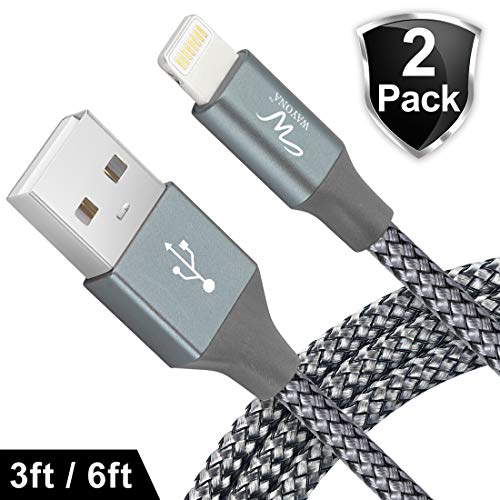Wayona Nylon Braided (2 Pack) USB Syncing and Charging Cable sync and Charging Cable for iPhone, Ipad, (3FT+6FT Pack of 