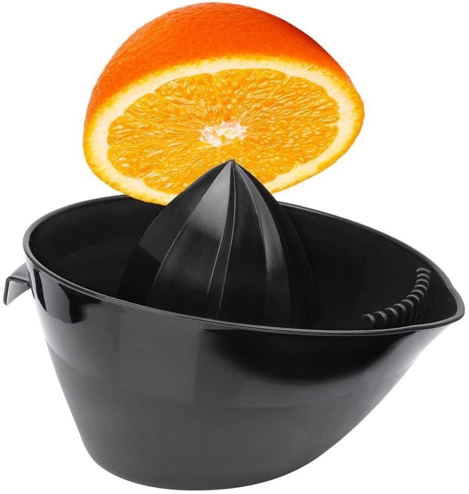 Vilde Lemon Juicer Citrus Juicer Manual Hand Operated for Large Fruits Grapefruits Orange Black with Spout Handle