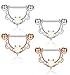 ORAZIO 4Pcs 14G 316L Stainless Steel CZ Nipple Piercing Barbell Belly Button Ring for Women (C:Opal Stone, Silver-tone+Rose gold)
