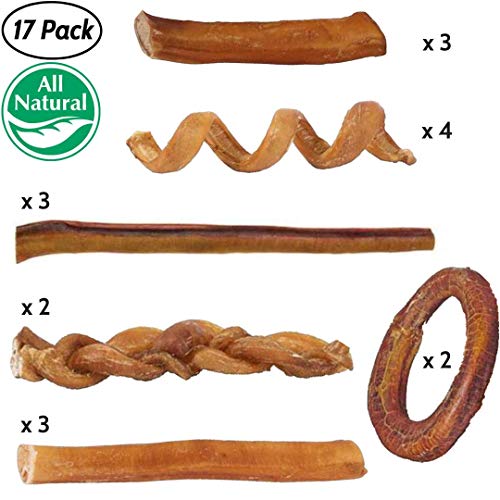 Bully Stick Variety Pack for Dogs Best Mix of Natural LowOdor Beef