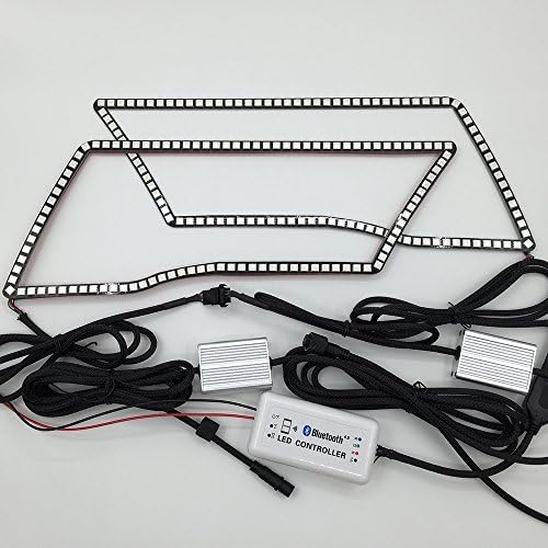 Vivid Light Bar halo rings headlight kits Angle eyes with Bluetooth for 2009-2014 Dodge Ram Quad