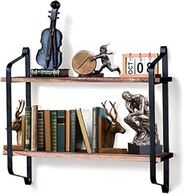 Ashleyriver Rustic 2 Tier Floating Shelves Wood Wall Shelves For