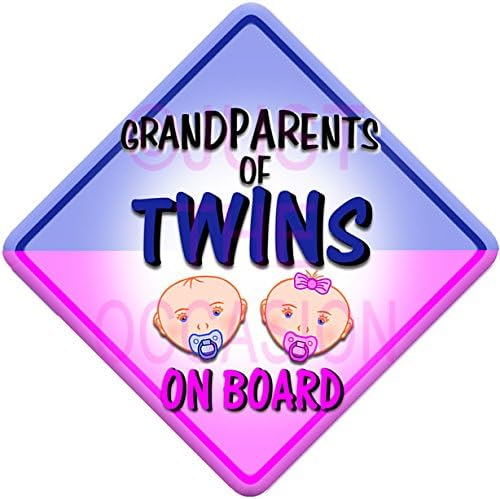 GRANDPARENTS of Baby Face Mixed Twins non personalised novelty baby on board car window sign