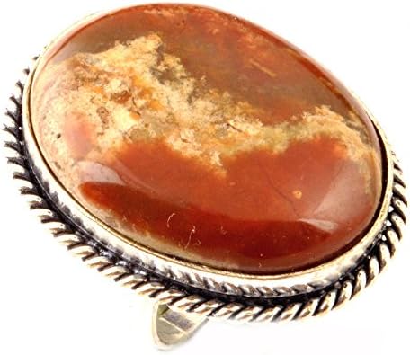 Natural Jasper Ring 925 Silver Overlay Gemstone Womens Ring UK Ring Size R/EU Ring Size 58.75