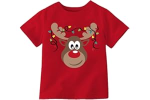 BQG Christmas Shirt for Kids Toddler Boys Girls Rudolph The Red Nose Reindeer T-Shirts Short Sleeve Holiday Tee