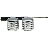 KAISH Set of 2 Chrome Metal Guitar Dome Knobs Bass Knob with Set Screw for Telecaster/Tele Guitar