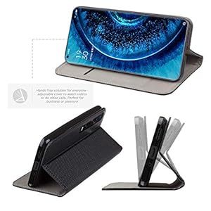 Moozy Cover per Oppo Find X2 PRO, Nero - Custodia a Libro Flip Smart Magnetica con Appoggio e Porta Carte - immagine 6