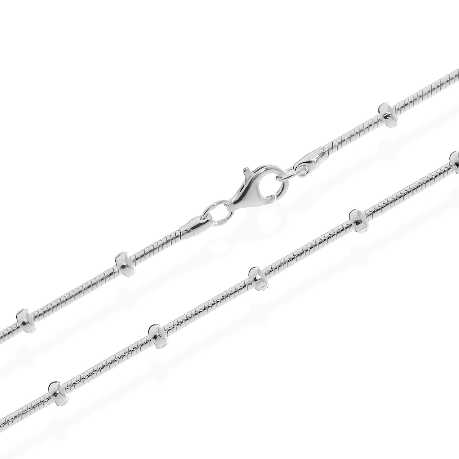 NKlaus 27cm anklet 1,8mm 925 sterling silver 8,4g snakechain necklace with anklet balls silver ladies necklace 4252