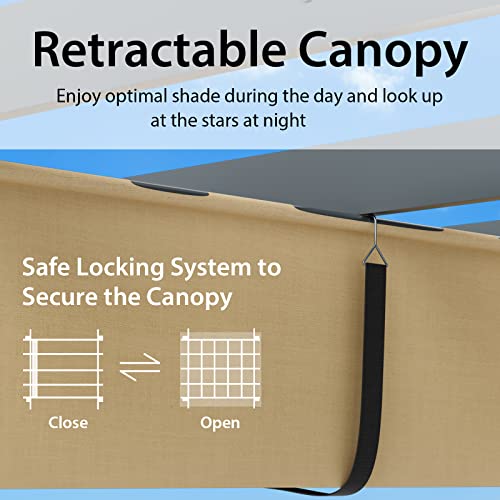 Tangkula 10x13 Pergola with Retractable Canopy - Heavy-Duty Aluminum Patio Shelter image 19