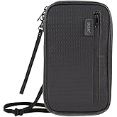 GOX Passport Holder for Travel Family RFID Neck Wallet for Traveling Women Travel Pouch for Passport and Documents with RFID Waterproof Zipper Passport Case (Black)