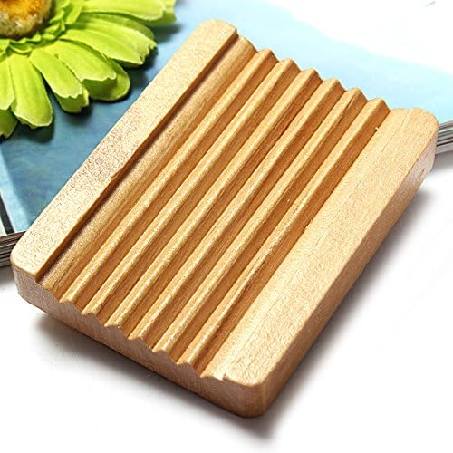Natural Trapezoid Wood Soap Dish Box Container Holder Bathroom Home Accessory 10x7.5cm