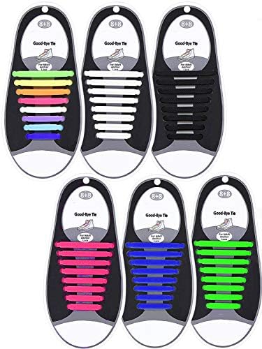 KCDDUMK No Tie Shoelaces for Kids & Adults(4/6 Packs), Silicone tieless Elastic Shoe Lace for Flat Sneakers Board Shoes-Waterproof